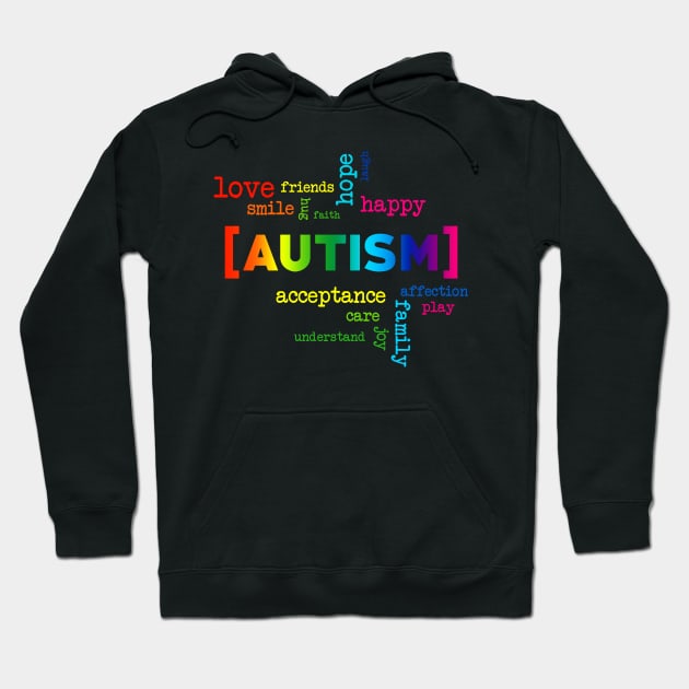 Autism Acceptance Colorful Words Hoodie by mia_me